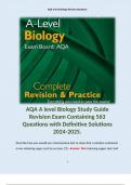 AQA A level Biology Study Guide Revision Exam Containing 563 Questions with Definitive Solutions 2024-2025.  