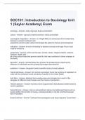 SOC101 Introduction to Sociology Unit 1 (Saylor Academy) Exam 2024 Questions and Answers