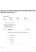 Quiz Cancer Pharmacology MSCI 500 (BIO) BIOM 500 Questions and Answers.