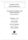 Test Bank For College Algebra and Trigonometry, 7th Edition by Margaret L. Lial, John Hornsby, David I. Schneider, Callie J. Daniels
