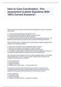 Intro to Care Coordination - Pre-assessment (Latest) Questions With 100% Correct Answers!!