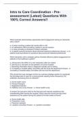 Intro to Care Coordination - Pre-assessment &lpar;Latest&rpar; Questions With 100&percnt; Correct Answers&excl;&excl;