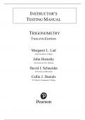 Test Bank For Trigonometry, 12th Edition  by Margaret L. Lial, John Hornsby, David I. Schneider, Callie J. Daniels