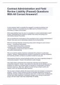 Contract Administration and Field Review Liability &lpar;Passed&rpar; Questions With All Correct Answers&excl;&excl;