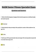 NASM Senior Fitness Specialist Exam  Questions and Answers (2024 / 2025) (Verified Answers)