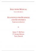 Solutions Manual for Statistics for Business and Economics 13th Edition By James McClave,  George Benson, Terry Sincich (All Chapters, 100% Original Verified, A+ Grade)
