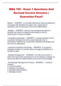 MBA 705 - Exam 1 Questions And  Revised Correct Answers |  Guarantee Pass!!