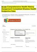 NR 509 Comprehensive Health History Assignment Completed Shadow Health Subjective Data