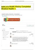 NURS 3315  Health History Completed Shadow Health 1