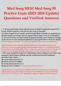 Med Surg HESI Med Surg 50 Practice Exam &lpar;2023 2024 Update&rpar; Questions and Verified Answers