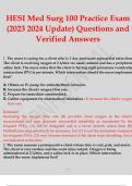  HESI MED SURG EXAM TEST BANK QUESTIONS WITH VERIFIED CORRECT 2023 2024 Med-Surg  HESI Test Bank  Questions and Answers