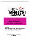 MNG3701 ASSIGNMENT 02 DUE 23APRIL2023