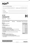 GCSE CHEMISTRY 8462/1 H -Higher Tier Paper  JUNE 2019 Exam Questions