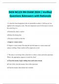 NGN NCLEX RN EXAM 2024 | Verified Questions &Answers with Rationale  | GRADED A+ 