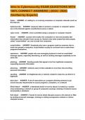 Intro to Cybersecurity EXAM &lpar;QUESTIONS WITH 100&percnt; CORRECT ANSWERS &rpar; &lpar;2024 &sol; 2025&rpar; &lpar;Verified by Experts&rpar;