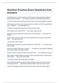 Nutrition Practice Exam Questions And Answers