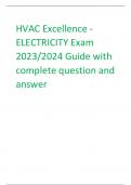  HVAC Excellence - ELECTRICITY Exam 2023/2024 Guide with complete question and answer            When testing a capacitor with an analog or digital ohmmeter, the meter should; - ️️️-measure low resistance then return to high reading.  Impedance is: - ️️️-