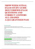 NR599 WEEK 8 FINAL EXAM STUDY GUIDE 2023| VERIFIED EXAM QUESTIONS AND  CORRECT ANSWERS  ALL GRADED  A+|GUARANTEED PASS