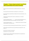 Chapter 1 Home Improvement Law Exam with Guaranteed Accurate Answers