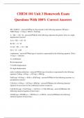 CHEM 101 Unit 3 Homework Exam Questions With 100% Correct Answers
