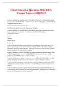 Client Education Questions With 100&percnt; Correct Answers 2024&sol;2025