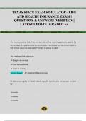 TEXAS STATE EXAM SIMULATOR - LIFE  AND HEALTH INSURANCE EXAM &vert;  QUESTIONS & ANSWERS &lpar;VERIFIED&rpar; &vert;  LATEST UPDATE &vert; GRADED A&plus; 