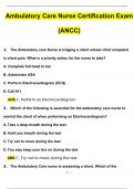 Ambulatory Care Nurse Certification Exam (ANCC) Questions with 100% Correct Answers | Verified | Latest Update
