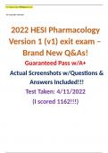 2022 HESI Pharmacology  Version 1 (v1) exit exam – Brand New Q&As!  Guaranteed Pass w/A+  Actual Screenshots w/Questions & Answers Included!!! 