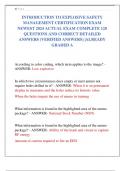 INTRODUCTION TO EXPLOSIVE SAFETY MANAGEMENT CERTIFICATION EXAM NEWEST 2024 ACTUAL EXAM COMPLETE 120 QUESTIONS AND CORRECT DETAILED ANSWERS &lpar;VERIFIED ANSWERS&rpar; &vert;ALREADY GRADED A     