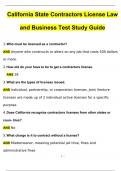 California State Contractors License Law and Business Test Study Guide Questions with 100% Correct Answers | Verified | Latest Update 