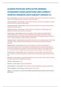 ILLINOIS PESTICIDE APPLICATOR GENERAL  STANDARDS EXAM QUESTIONS AND CORRECT  VERIFIED ANSWERS 2024 ALREADY GRADED A&plus;ILLINOIS PESTICIDE APPLICATOR GENERAL  STANDARDS EXAM QUESTIONS AND CORRECT  VERIFIED ANSWERS 2024 ALREADY GRADED A&plus;