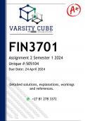 FIN3701 Assignment 2 (DETAILED ANSWERS) Semester 1 2024 - DISTINCTION GUARANTEED