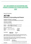 ACC 100 ELEMENTS OF ACCOUNTING AND FINANCE (SUMMER 2017) EXAM QUESTIONS  (LSE)