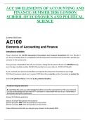 ACC 100 ELEMENTS OF ACCOUNTING AND FINANCE (SUMMER 2020) EXAM QUESTIONS  (LSE)