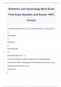 Obstetrics and Gynecology Mock Exam Final Exam Question and Answer 100% Correct