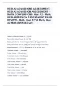 HESI A2 ADMISSIONS ASSESSMENT, HESI A2 ADMISSION ASSESSMENT - MATH CONVERSIONS, Hesi A2 - Math, HESI ADMISSION ASSESSMENT EXAM REVIEW - Math, Hesi A2 V2 Math, Hesi A2 Math (GRADED A+)
