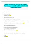 Sterile Processing Final Exam Practice Test Chapters 1&comma; 2&comma; 3&comma; 4&comma; 5&comma; 6&comma; 8&comma; 10&comma; 11&comma; 12&comma; 13 Already Passed