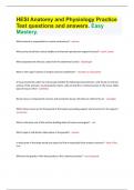 HESI Anatomy and Physiology Practice Test questions and answers. Easy Mastery.