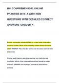 RN COMPREHENSIVE ONLINE  PRACTICE 2019 A WITH NGN  QUESTIONS WITH DETAILED CORRECT  ANSWERS GRADED A+