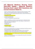ATI Maternal Newborn Nursing Exam  2024-2025 Update | Maternal Newborn  Nursing Exam Latest 2024 Questions and  Correct Answers Rated A+