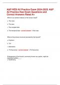 A&P HESI A2 Practice Exam 2024-2025&vert; A&P  A2 Practice Hesi Exam Questions and  Correct Answers Rated A&plus;