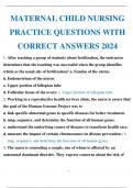 MATERNAL CHILD NURSING PRACTICE QUESTIONS WITH CORRECT ANSWERS 2024_