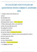 TS CULINARY NOCTI EXAM 140 QUESTIONS WITH CORRECT ANSWERS 2024_