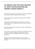 CCC MODULE 2 POST TEST LATEST 2024 WITH  20&plus; EXPERT CERTIFIED QUESTIONS AND  ANSWERS I ALREADY GRADED A&plus;