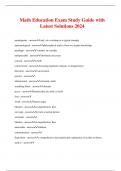 Math Education Exam Study Guide with Latest Solutions 2024