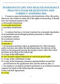 PEARSONVUE LIFE AND HEALTH INSURANCE PRACTICE EXAM 100 QUESTIONS AND CORRECT ANSWERS 2024