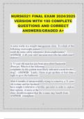 NURS6521 FINAL EXAM 2024/2025 VERSION WITH 100 COMPLETE QUESTIONS AND CORRECT ANSWERS/GRADED A+ 