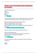 Texas Law of Contracts Quiz&colon; Questions & Answers&colon; Latest Updated&colon; Guaranteed A&plus; Score 