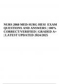 NURS 2060 MED-SURG HESI EXAM QUESTIONS AND ANSWERS | 100% CORRECT/VERIFIED | GRADED A+ | LATEST UPDATED 2024/2025
