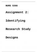 NURS 5366 Assignment 2: Identifying Research Study Designs